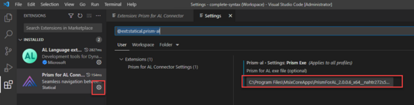 Set Prism executable in Prism for AL Connector settings