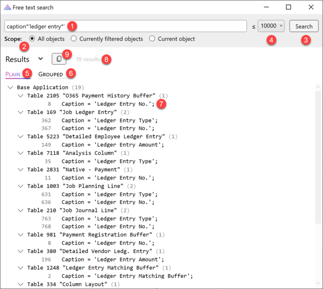 Prism for AL: Free text search plain view