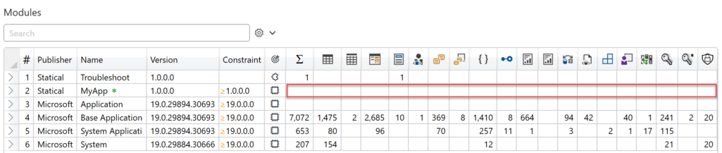 Prism for AL solution discovery tab: package with no objects